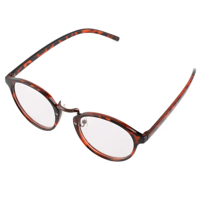 Retro Geek Vintage Leopard Nerd Large Frameround Clear Lens Glasses Multicolor Blackbrownleopard Printmulticolor 3