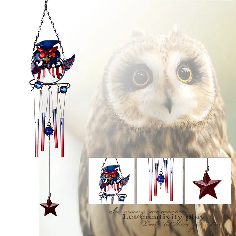 Retro Handmade Owl Wind Chimes Garden Ornaments Hanging Decoration Decor Craft Gift Wind Chimes 95835 1