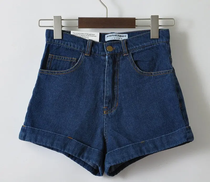 Retro High Waist Denim Shorts American Aa Roll-Up Hem Short Pants Jeans Trousers  23 24 25 26 27 28 1