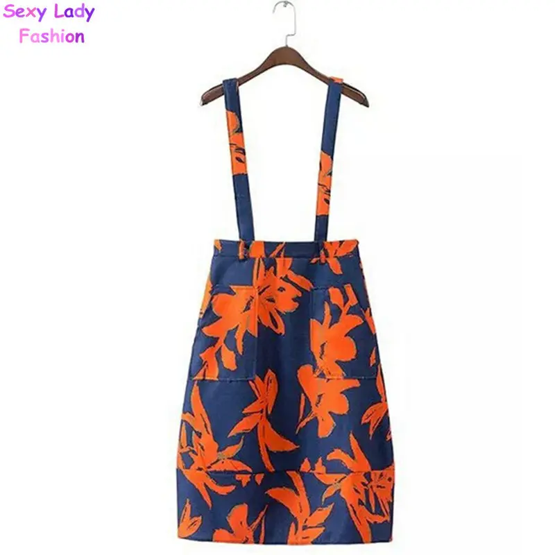 Retro High Waist Graffiti Spark Print Cross Strap Dress Overalls Dresses Women A-Line Line Flared Strap Dresses 2