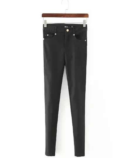 Retro High Waist Skinny Pencil Jeans Women's Stretch Legging Long Pencil Pants Slim Fit Denim Trousers Black S M L 1