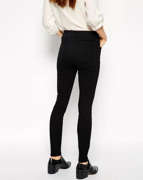 Retro High Waist Skinny Pencil Jeans Women's Stretch Legging Long Pencil Pants Slim Fit Denim Trousers Black S M L 3