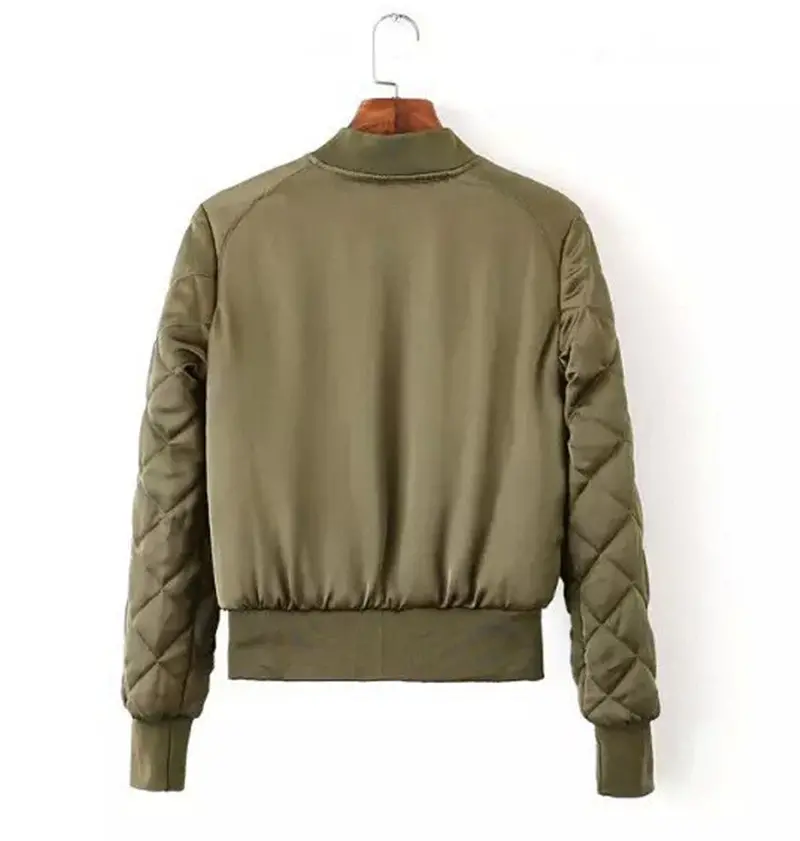 Retro Long Sleeve Quilted Jacket Thin Padded Short Quilting Bomber Pilot Jacket Coat Outerwear Tops Femme 3 Colors S M L Xl 9
