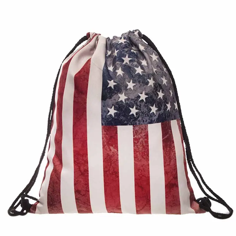 Retro Men Women Backpack Flag 3D Printing Backpack For Girls Drawstring Backpacks School Bag Travel Bags Mochila 1