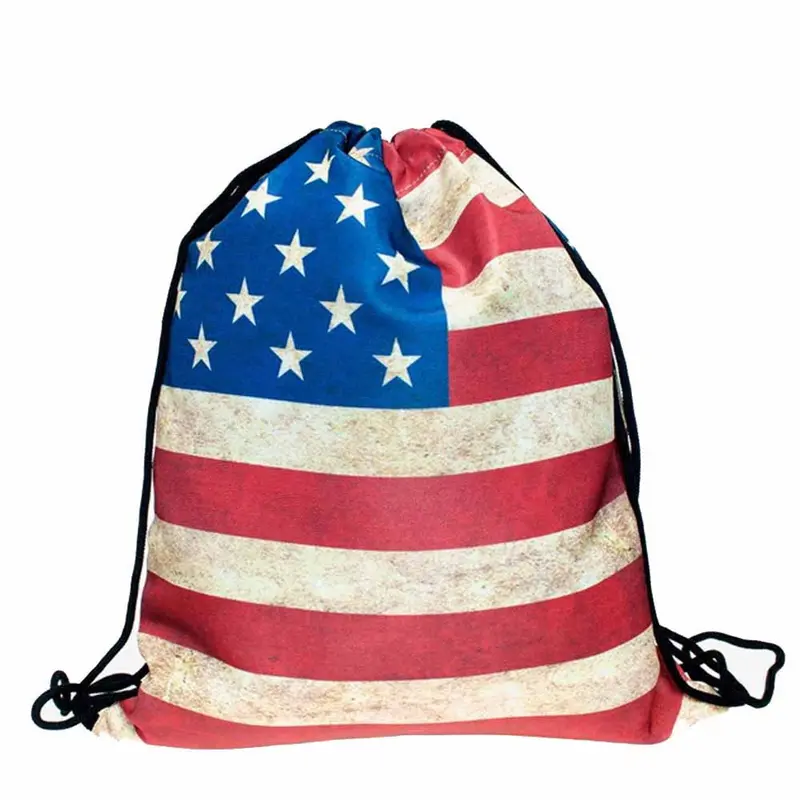 Retro Men Women Backpack Flag 3D Printing Backpack For Girls Drawstring Backpacks School Bag Travel Bags Mochila 2