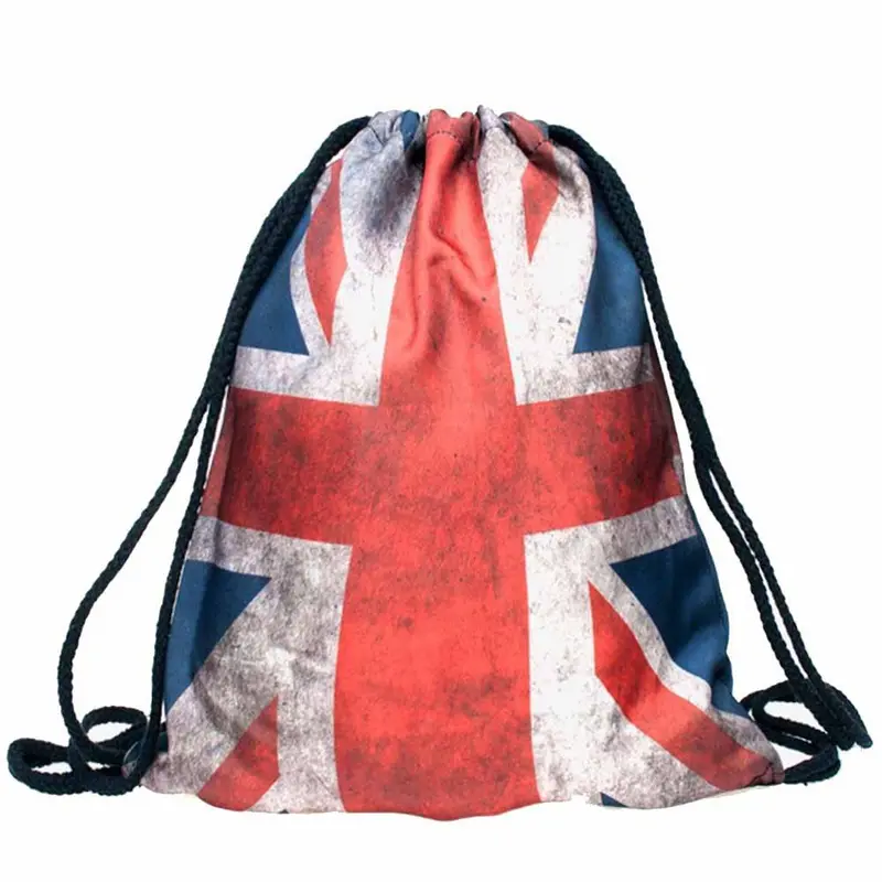 Retro Men Women Backpack Flag 3D Printing Backpack For Girls Drawstring Backpacks School Bag Travel Bags Mochila 3