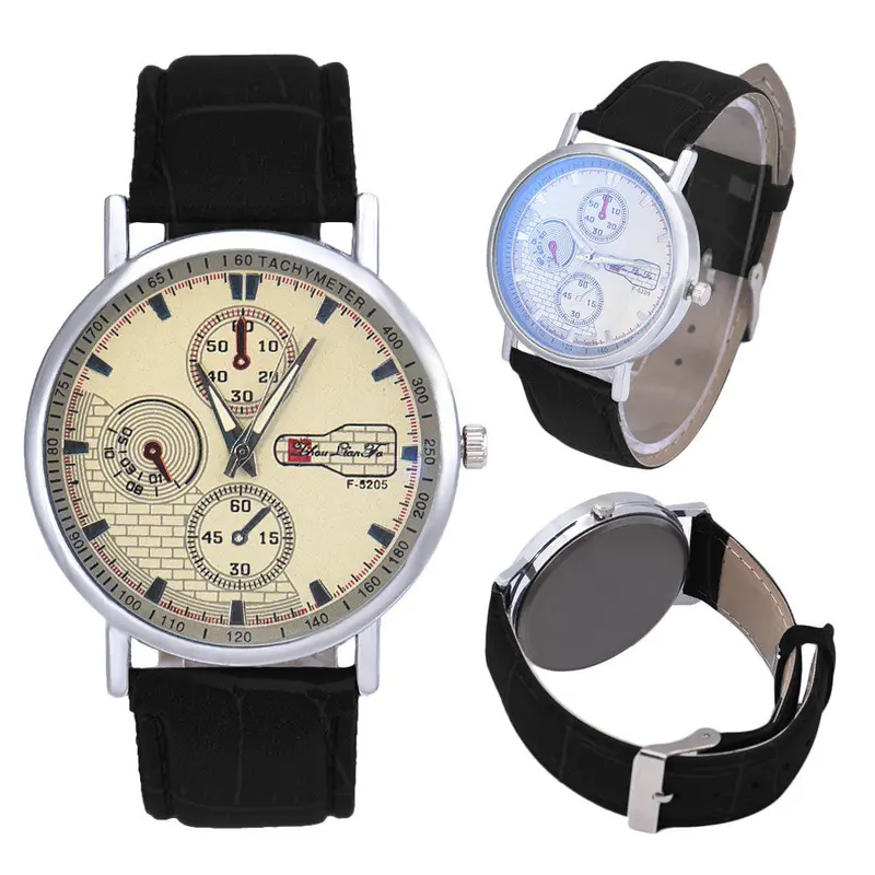 Retro Men's Leather Band Sport Analog Quartz Watch Simple Business Military Wristwatches Classics Dress Watches Oc8 1