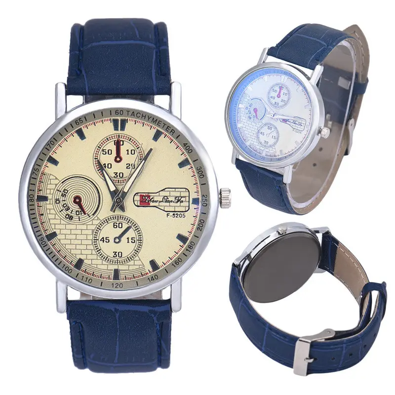 Retro Men's Leather Band Sport Analog Quartz Watch Simple Business Military Wristwatches Classics Dress Watches Oc8 2