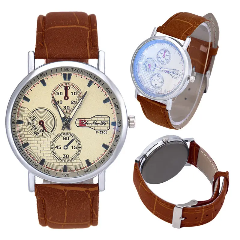 Retro Men's Leather Band Sport Analog Quartz Watch Simple Business Military Wristwatches Classics Dress Watches Oc8 3