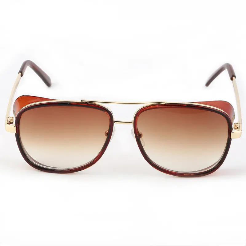 Retro Mirrored Punk Pilot Sunglasses Hipster Driving Glasses Dark Brown 1