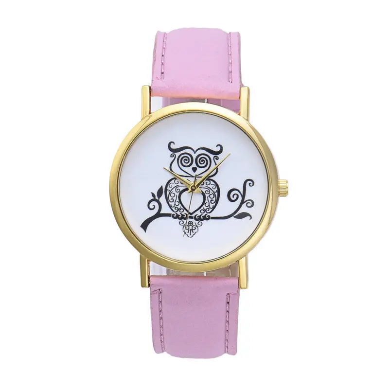 Retro Owl Dial Women Leather Analog Round Wristwatches Women Watch Dress Watch Vintage Clock Lady Quartz Watch 1
