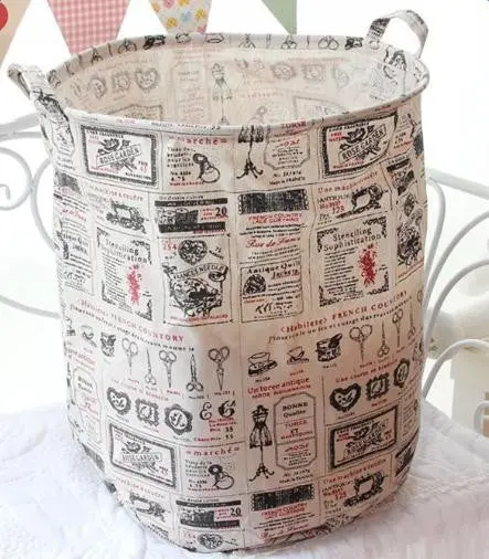 Retro Pattern Cotton Foldable Washing Clothes Laundry Baskets Toys Storage Bag Clothing Organizer Cotton Linen 40X50cm 87112 2