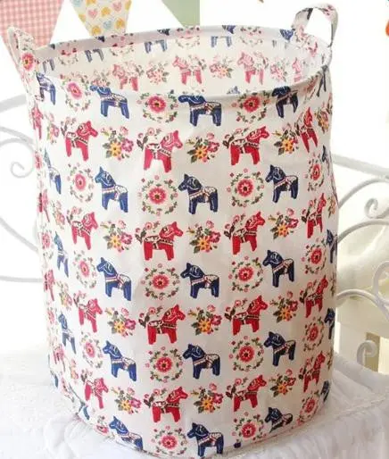Retro Pattern Cotton Foldable Washing Clothes Laundry Baskets Toys Storage Bag Clothing Organizer Cotton Linen 40X50cm 87112 3