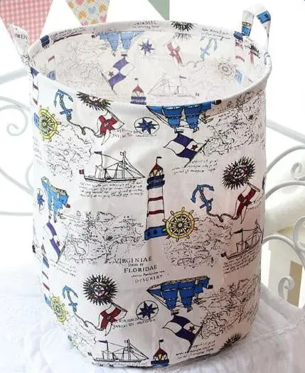 Retro Pattern Cotton Foldable Washing Clothes Laundry Baskets Toys Storage Bag Clothing Organizer Cotton Linen 40X50cm 87112 4