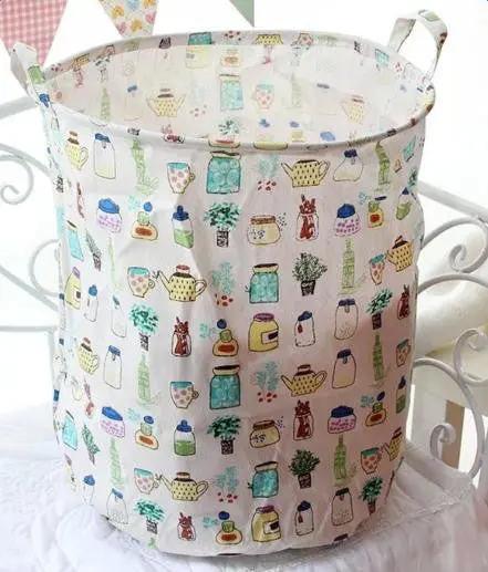 Retro Pattern Cotton Foldable Washing Clothes Laundry Baskets Toys Storage Bag Clothing Organizer Cotton Linen 40X50cm 87112 5