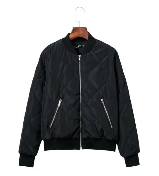 Retro Plaid Pilots Jacket Quilting Quilted Jacket Women Short Bomber Pilots Coat Outerwear Tops Femme 4 Colors 1