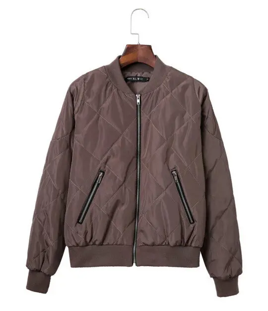 Retro Plaid Pilots Jacket Quilting Quilted Jacket Women Short Bomber Pilots Coat Outerwear Tops Femme 4 Colors 4