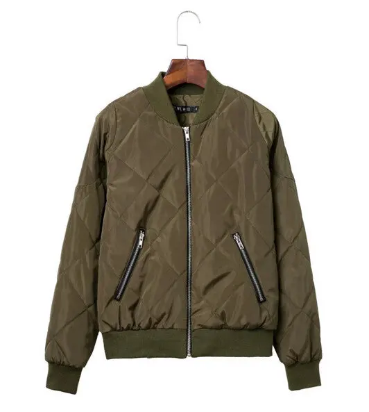 Retro Plaid Pilots Jacket Quilting Quilted Jacket Women Short Bomber Pilots Coat Outerwear Tops Femme 4 Colors 7