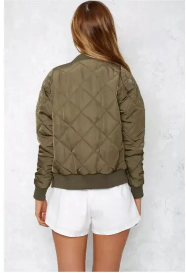 Retro Plaid Pilots Jacket Quilting Quilted Jacket Women Short Bomber Pilots Coat Outerwear Tops Femme 4 Colors 7