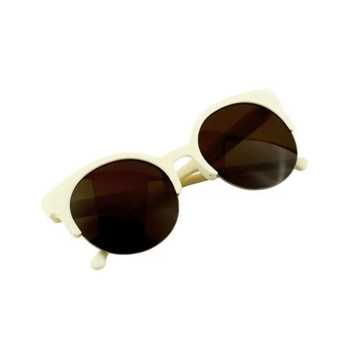 Retro Round Circle Frame Semi-Rimless Sunglasses 1