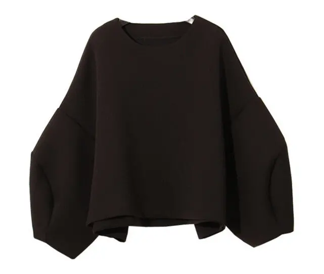 Retro Space Cotton Lantern Sleeve Sweatshirt Women Loose Pullover Hoodies Casual Jumper Sweats Tops 2 Color 1