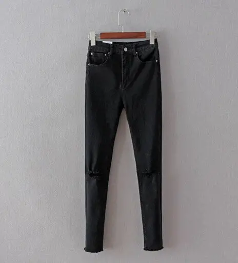 Retro Split Knee Tassel Unedged Cuff Denim Pencil Pants Jeans Women Ankle Length Trousers Jeans Slim Fit Long Pants 1