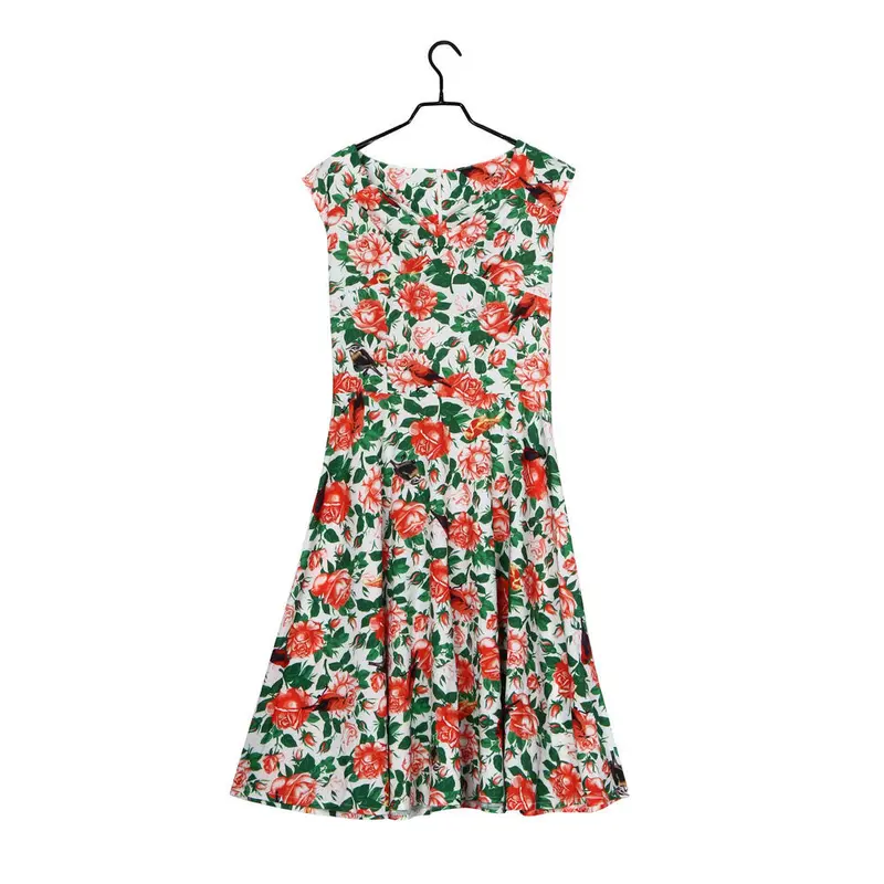 Retro Style Women Dress Boho Sexy Women Sleeveless Floral Print Dresses Party Beach Large Size Vestido 1