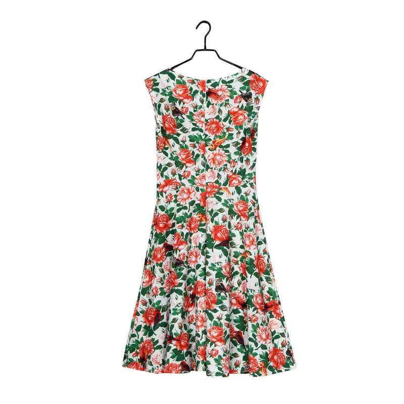 Retro Style Women Dress Boho Sexy Women Sleeveless Floral Print Dresses Party Beach Large Size Vestido 2