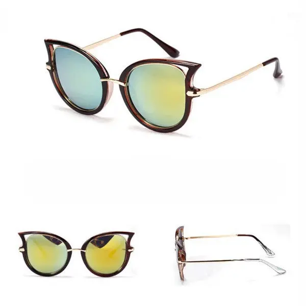 Retro Sunglasses Brand Designer Women Men Sunglasses Metal Frame Golden Leg Cat Eye Shades Eyeglasses 2