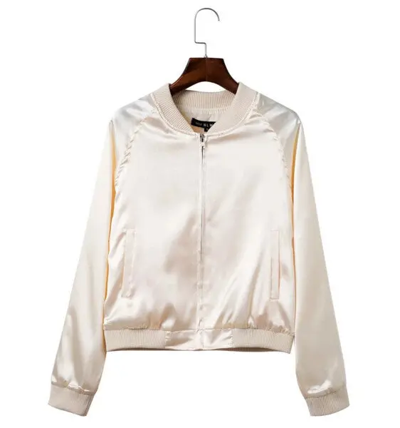 Retro V Neck Short Pilot Jacket Women Shinny Color Pilot Jacket Coat Outerwear Tops Femme Casual 1
