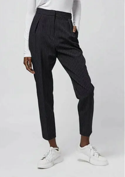 Retro Vertical Stripe Harem Pants Women Vintage Ankle Length Tapered Trousers Femme Casual Pants S M L 2