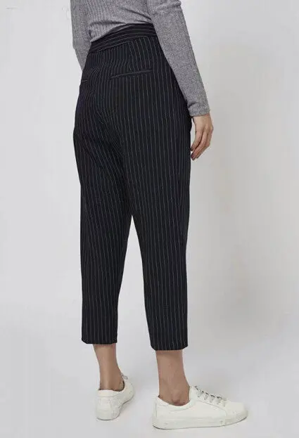 Retro Vertical Stripe Harem Pants Women Vintage Ankle Length Tapered Trousers Femme Casual Pants S M L 3