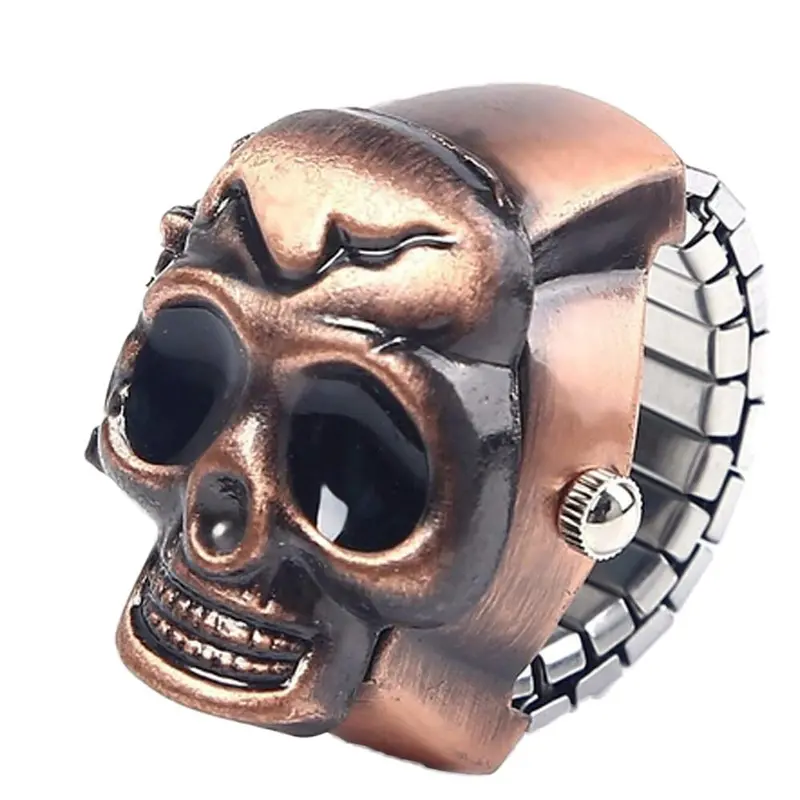 Retro Vintage Finger Skull Ring Watch Clamshell Watch Feida 1