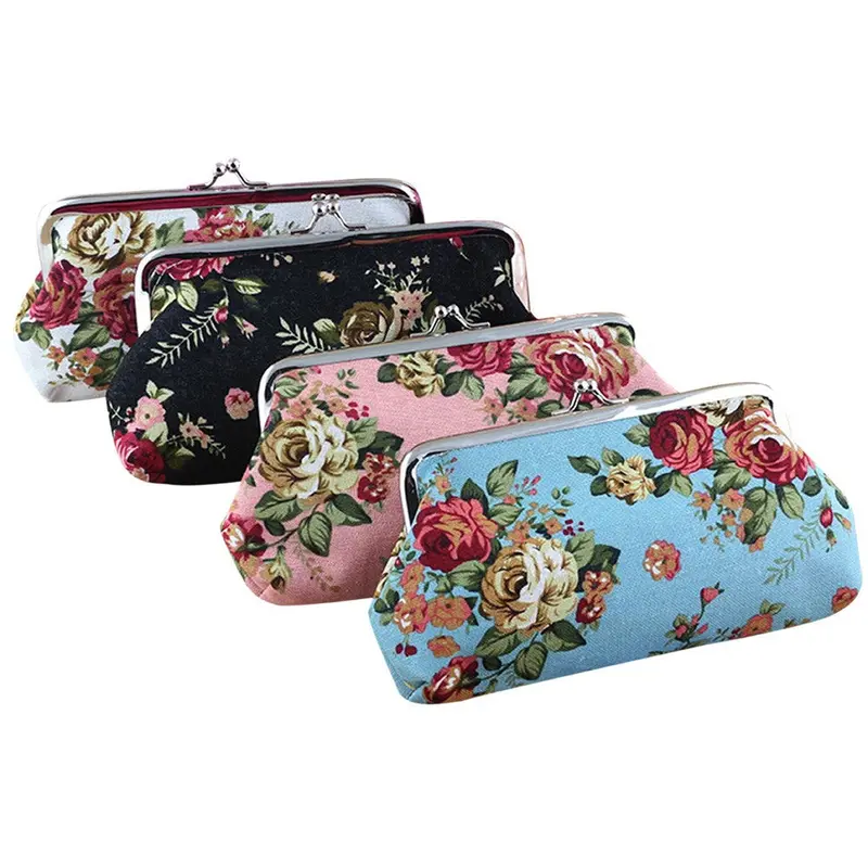 Retro Vintage Flower Print Women Lady Small Wallet Hasp Coin Purse Clutch Girls Clutch Bag 1