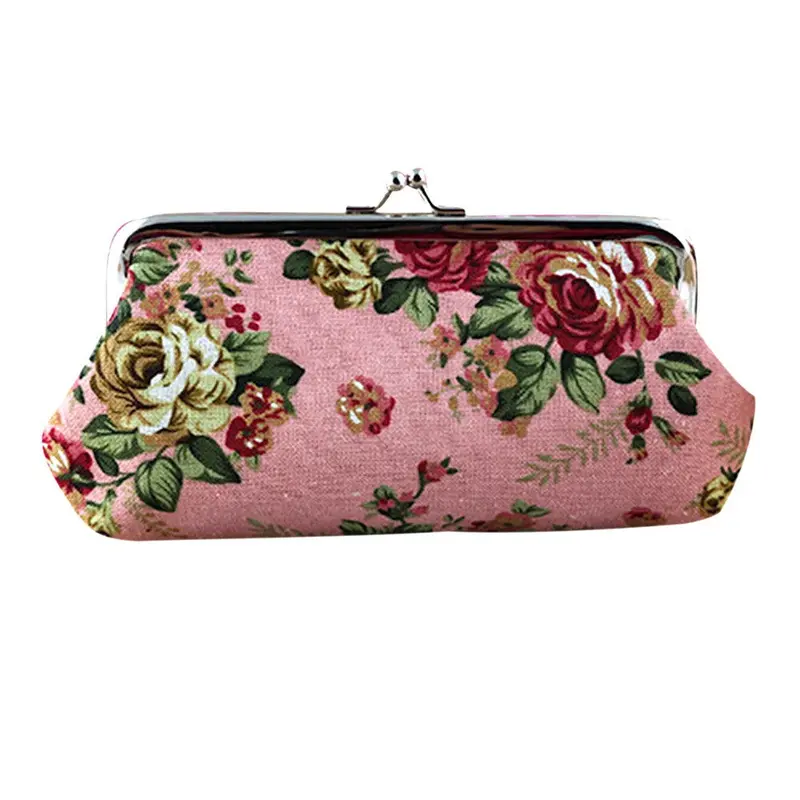 Retro Vintage Flower Print Women Lady Small Wallet Hasp Coin Purse Clutch Girls Clutch Bag 4
