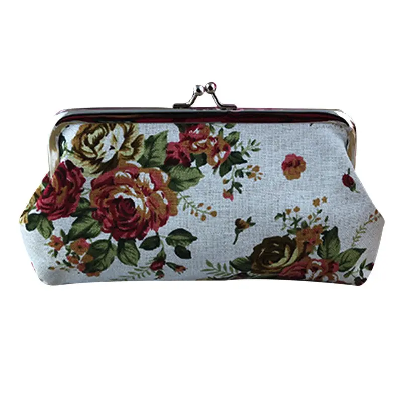 Retro Vintage Flower Print Women Lady Small Wallet Hasp Coin Purse Clutch Girls Clutch Bag 5