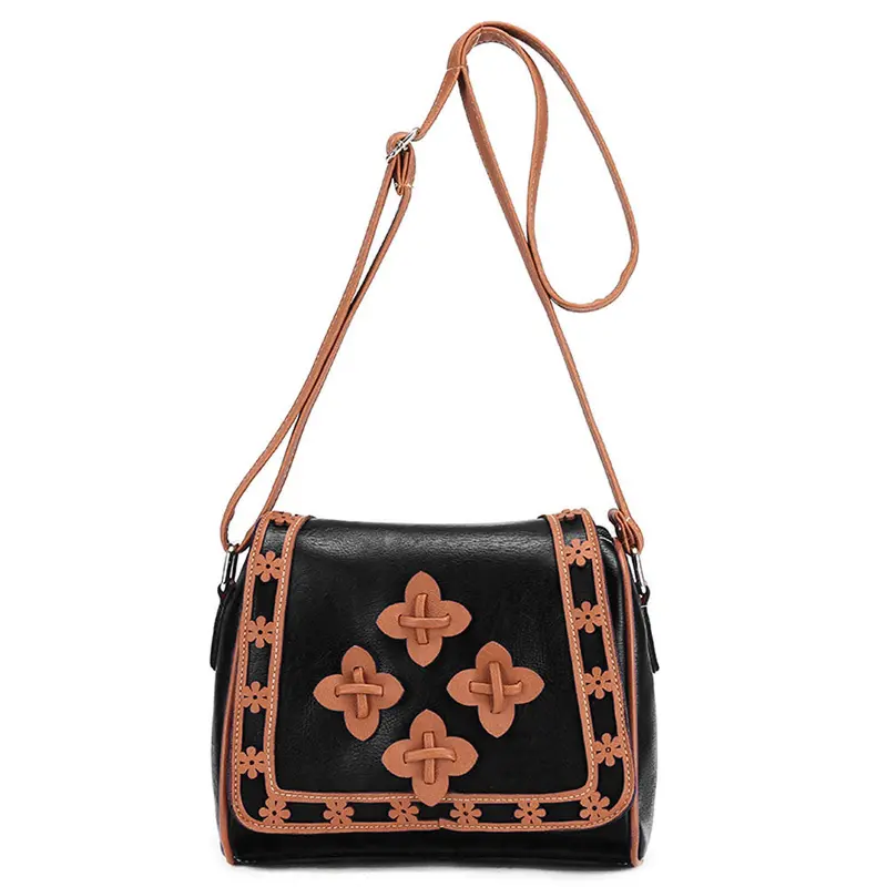 Retro Women Leather Tote Crossbody Hbag Satchel Floral Pattern Shoulder Messenger Bag Bolsa Feminina 2