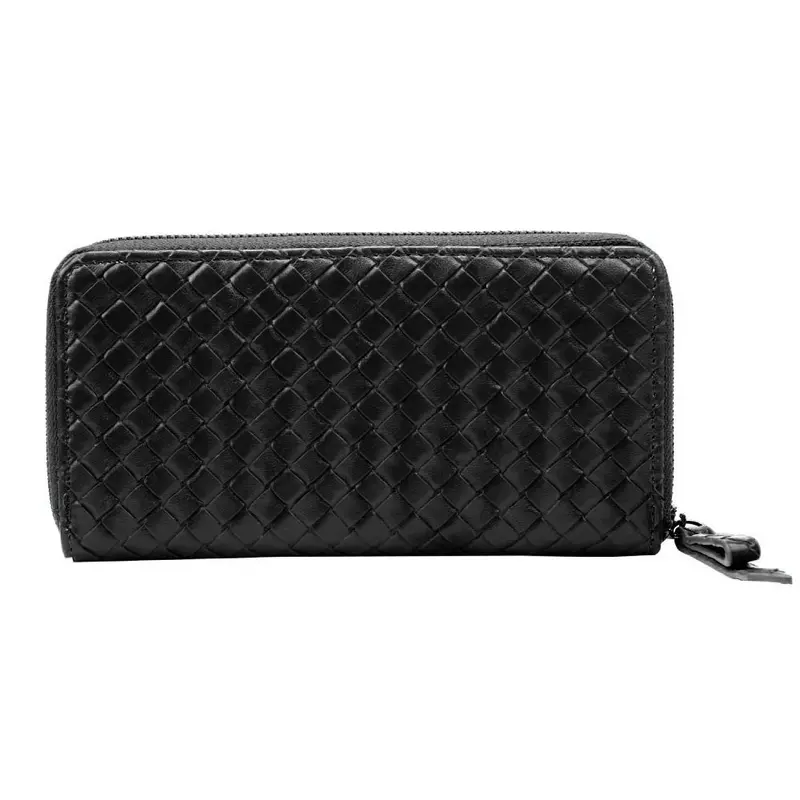 Retro Women Luxury Weave Zipper Wallet Long Card Holder Purse 1