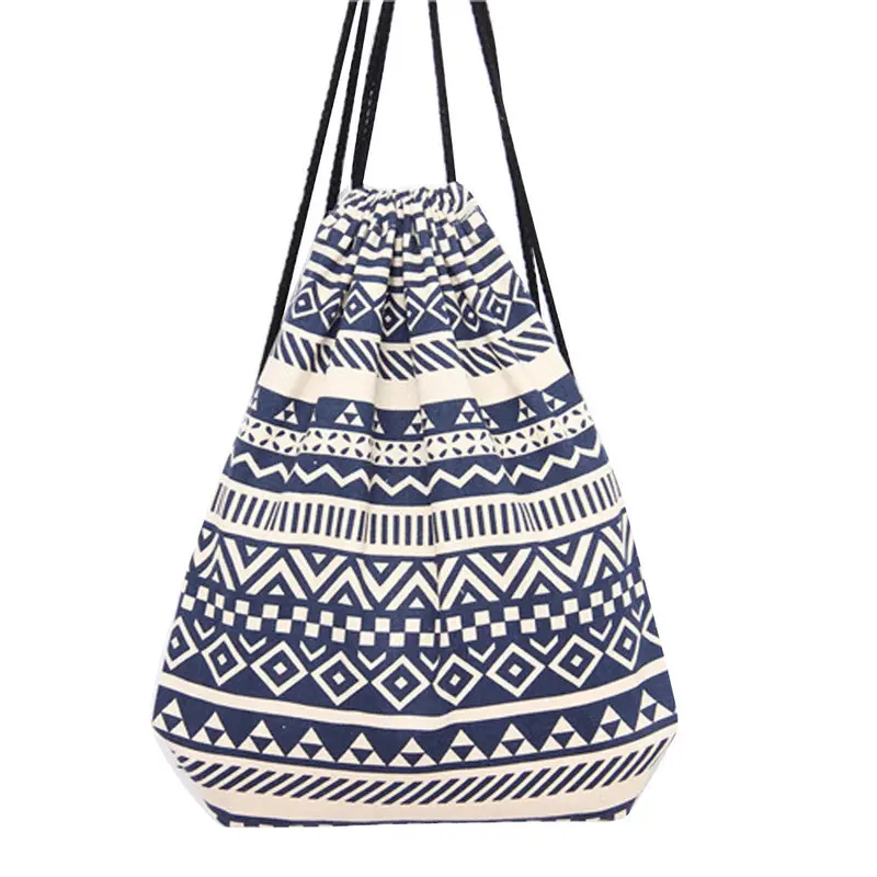 Retro Women Men Backpack Printing Canvas Cat Backpacks For Girls Drawstring School Femmes Mulheres Bag 1