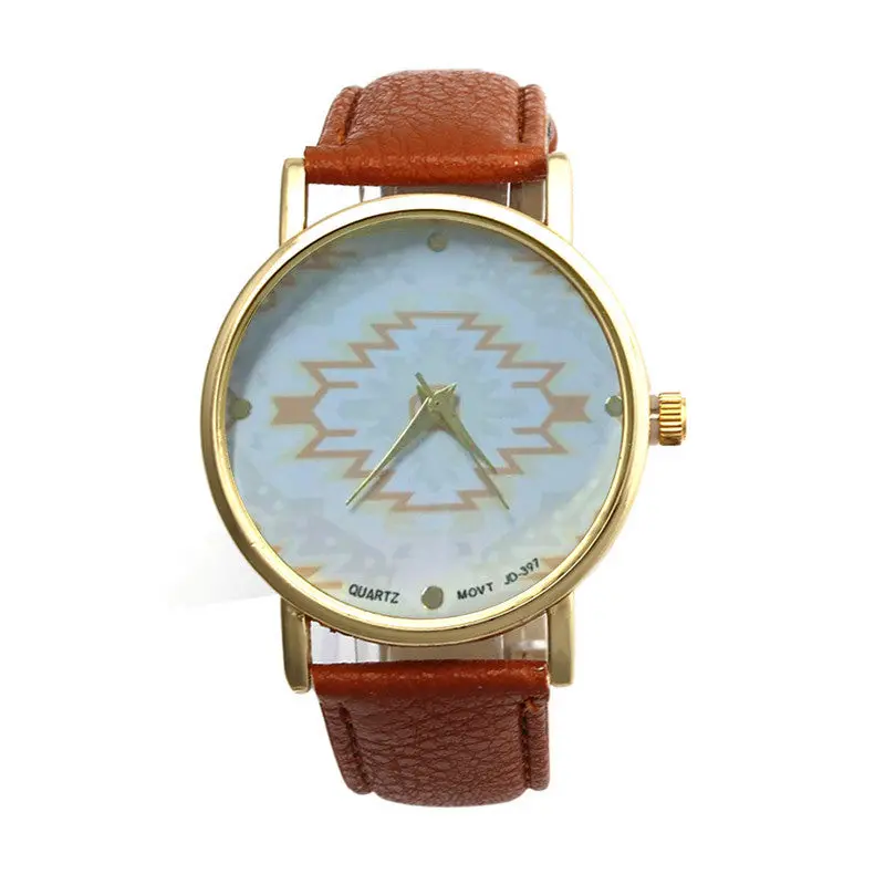 Retro Women Men Watch Geneva Geometric Print Watch Leather Quartz Reloj Clock Relojes Mujer Est Watch 2