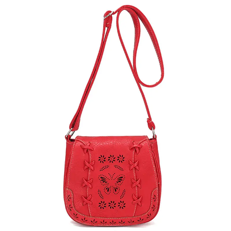 Retro Women's Hbags Leather Hollow Bow Floral Pattern Tote Shoulder Crossbody Satchel Vintar Messenger Bag 5