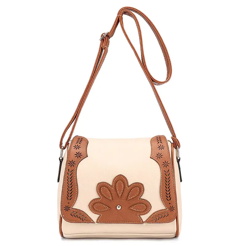 Retro Women's Hbags Leather Hollow Floral Pattern Tote Shoulder Crossbody Satchel Vintar Ladies Messenger Bag 1