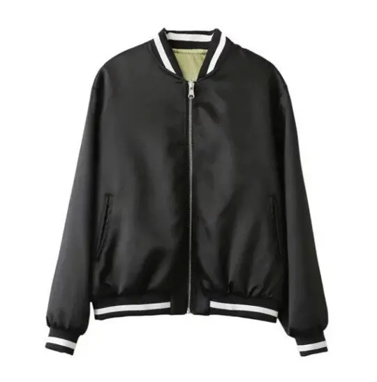 Reversible Coat Flying Crane Embroidery Jacket Women Stand Collar Contrast Color Bomber Jacket Coat Pilots Outerwear 1