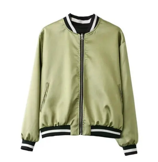 Reversible Coat Flying Crane Embroidery Jacket Women Stand Collar Contrast Color Bomber Jacket Coat Pilots Outerwear 4