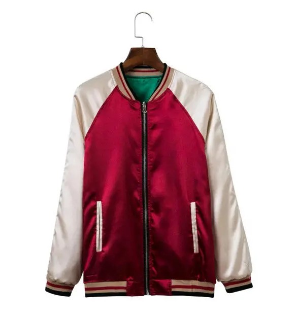 Reversible Coat Sequins Bird Plum Flower Embroidery Jacket Women Contrast Sleeve Bomber Jacket Coat Pilots Outerwear 4