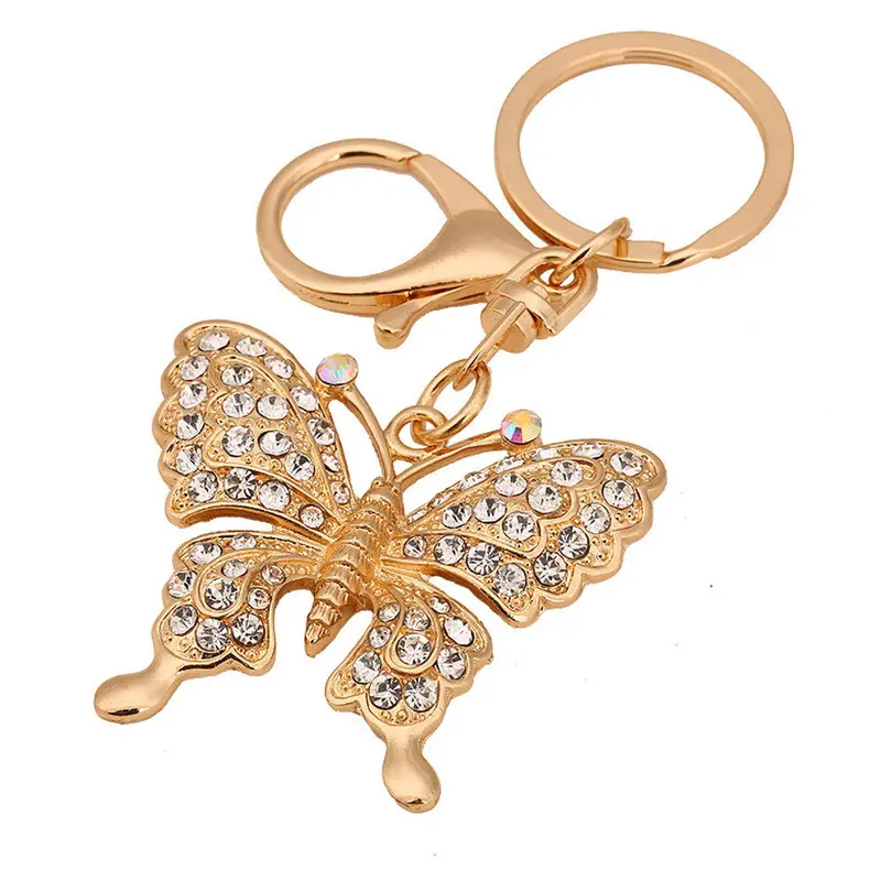 Rhinestone Butterfly Keychain Bag Key Ring Car Key Women Small Pendant Key Holder Feida 1