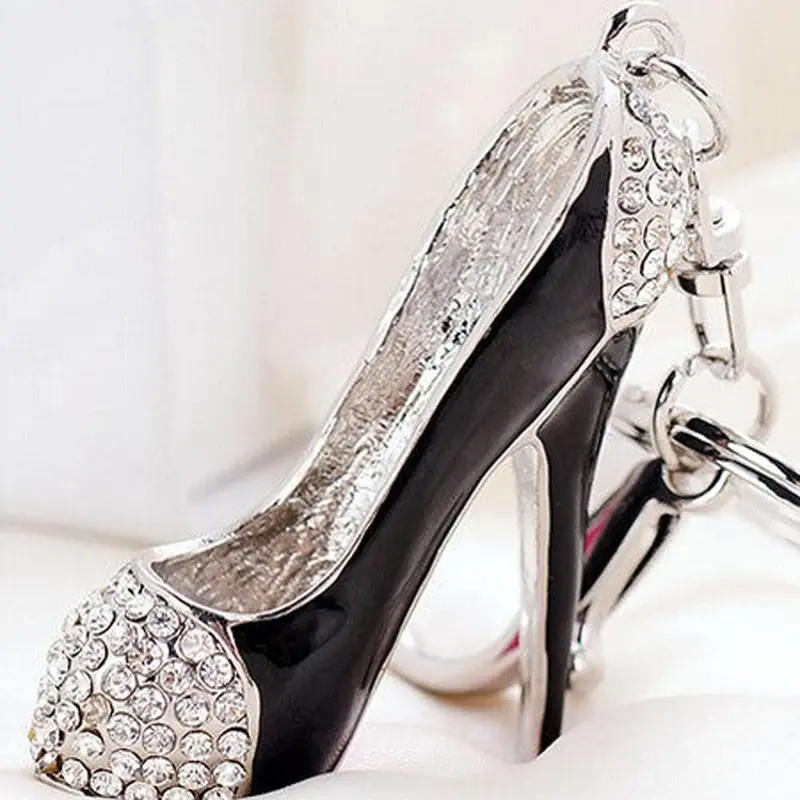 Rhinestone Crystal High-Heeled Shoes Keyring Pendant Purse Key Ring Keychain Good Gift For Lady 1