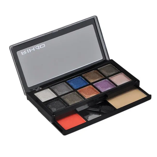 Rihao Comestic Makeup Lady Eyeshadow Blush Powder Palette With Brush Protable Long Lasting Beauty Make Up 1