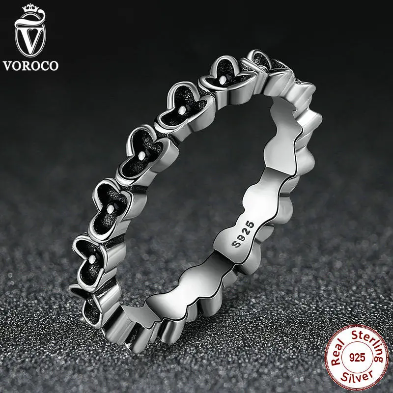 Ring European Black Cz Stone Flower Charm Wedding Rings Compatible A7112 1