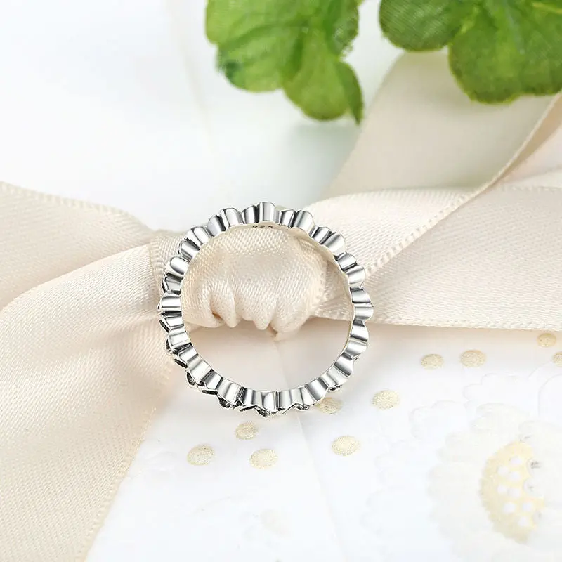 Ring European Black Cz Stone Flower Charm Wedding Rings Compatible A7112 4